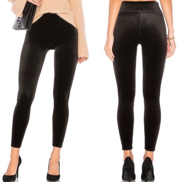Spanx High Waisted Velvet Shaping Leggings in Black - Picture 1 of 9